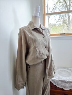 Vintage EVR Silk Embroidered 2 Piece Pants Set